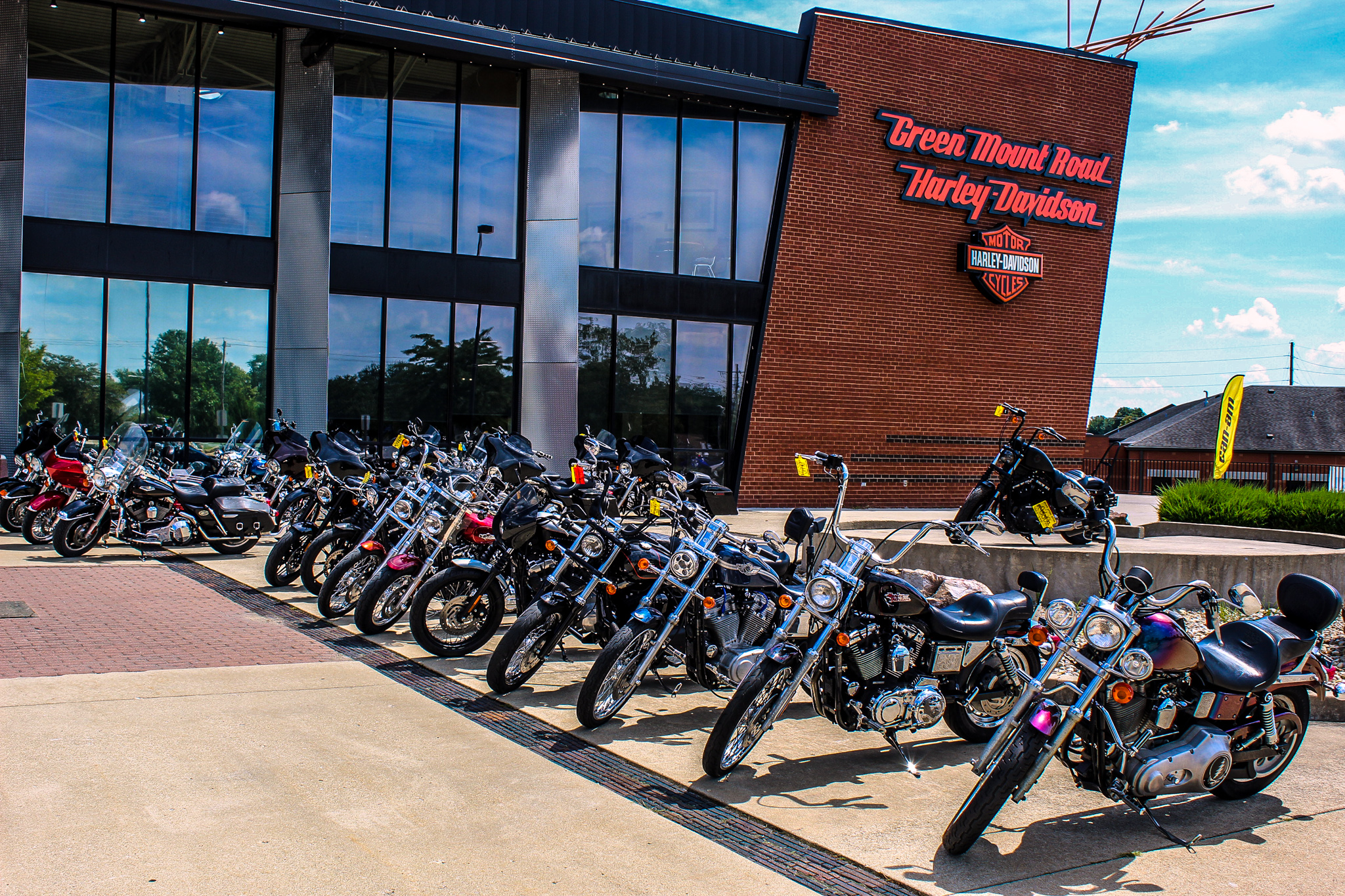 Pre--owned Harley-Davidson Motorcycles sitting ourside of Green Mount Road Harley-Davidson 